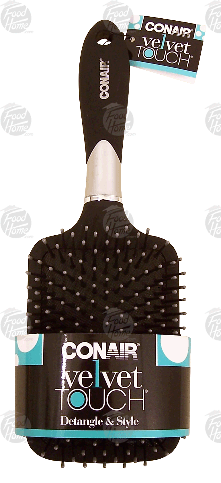 conair Velvet Touch square brush for all hair lengths, elastic hangers Full-Size Picture